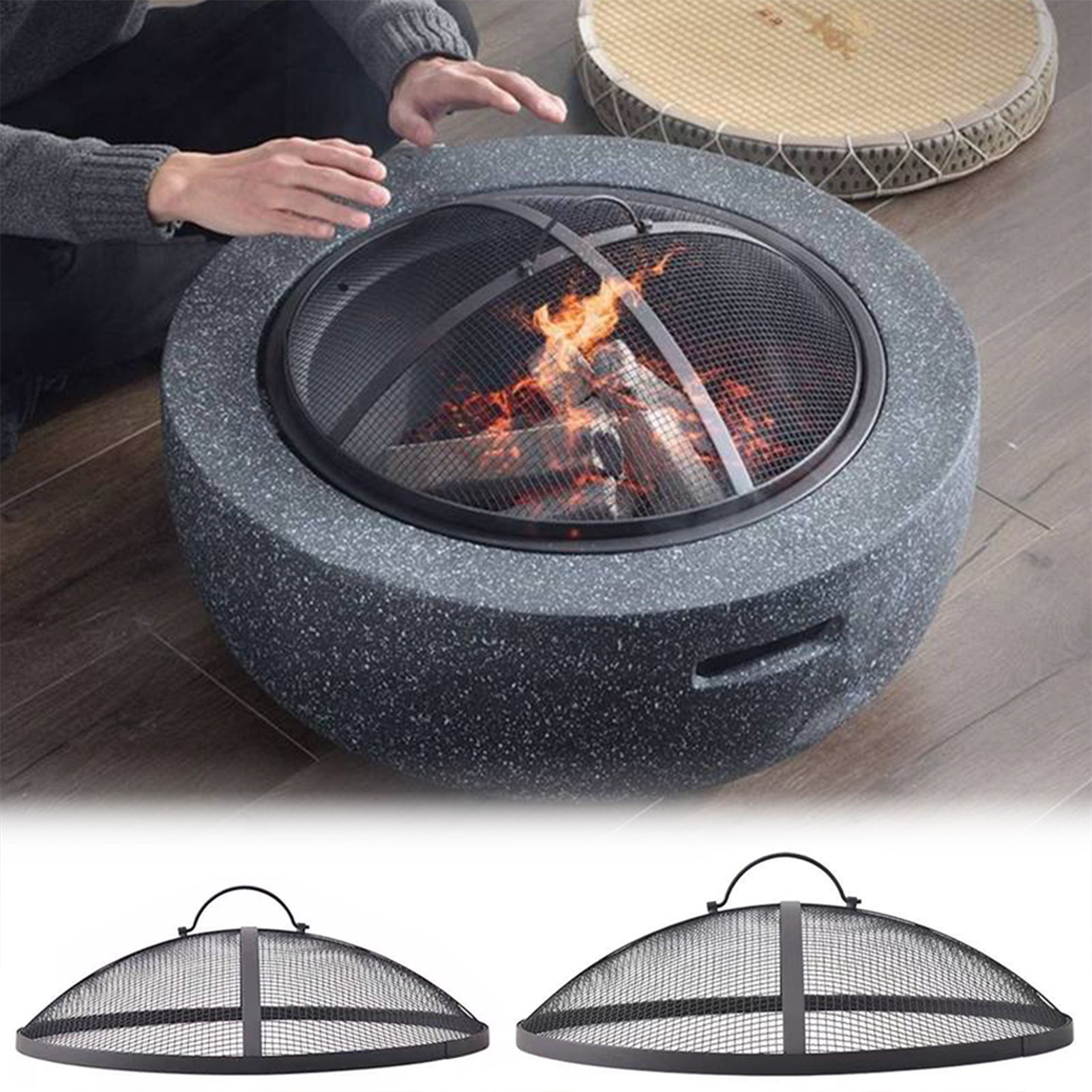 Fire Pit Bowl - Fire Pit Spark Screen Round Safety