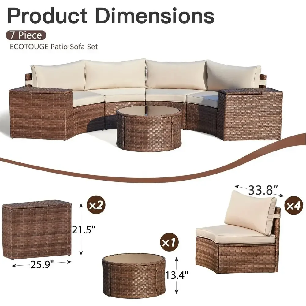 Half-Moon Curved 8-Piece Patio - đánh giá và giá Outdoor Furniture And Fire Pit
