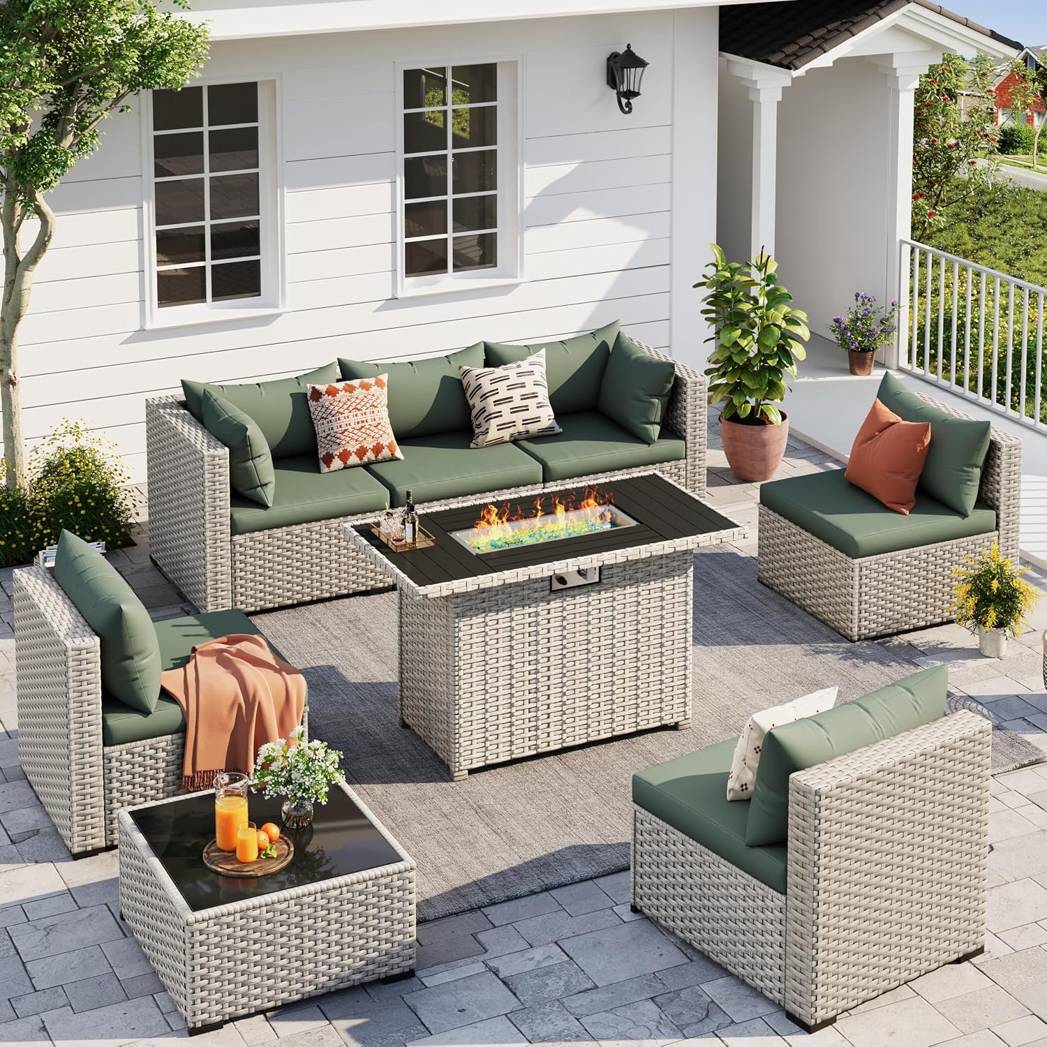 8-Seat Outdoor Sectional Sofa  - đánh giá và giá Outdoor Furniture And Fire Pit