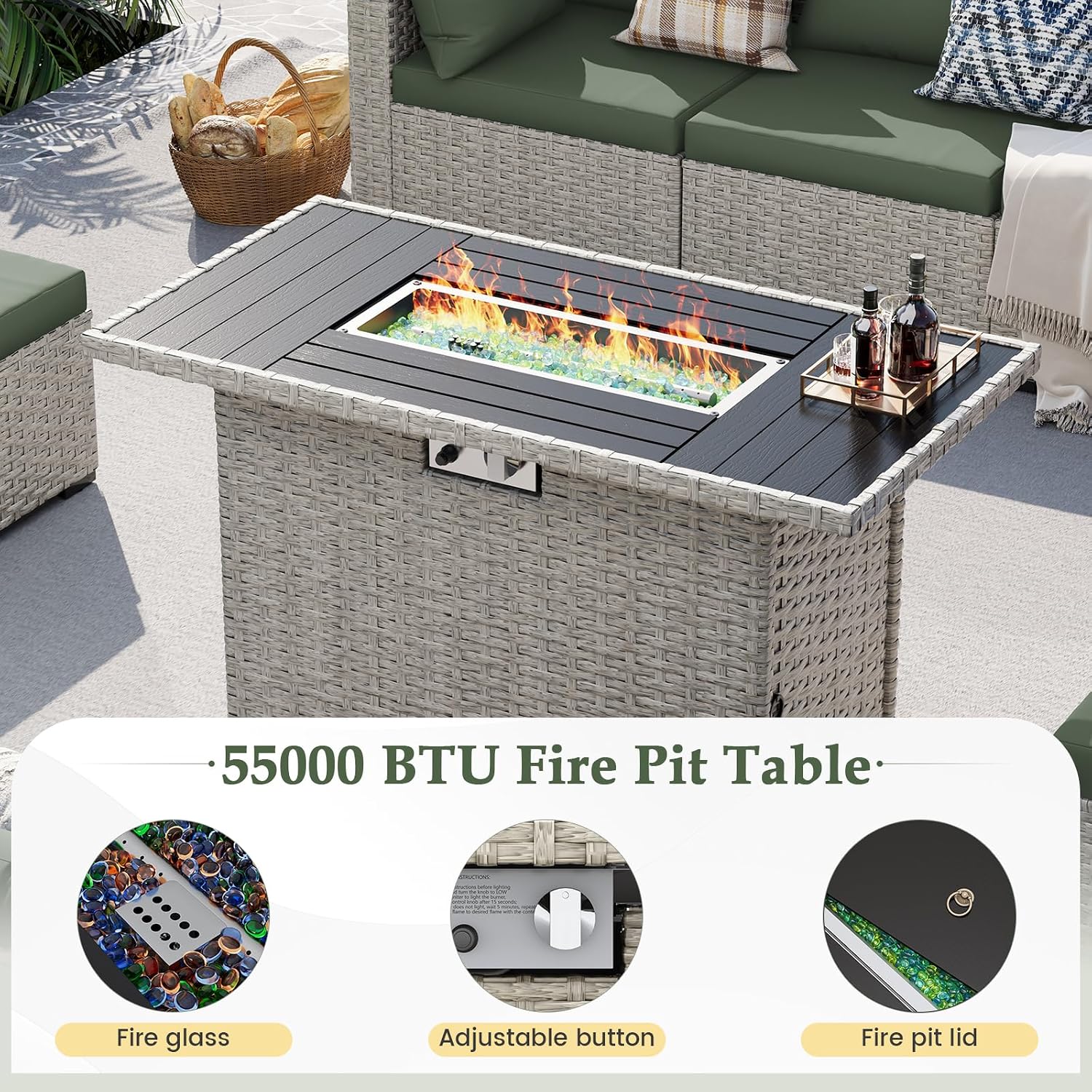 8-Seat Outdoor Sectional Sofa  - đánh giá và giá Outdoor Furniture And Fire Pit