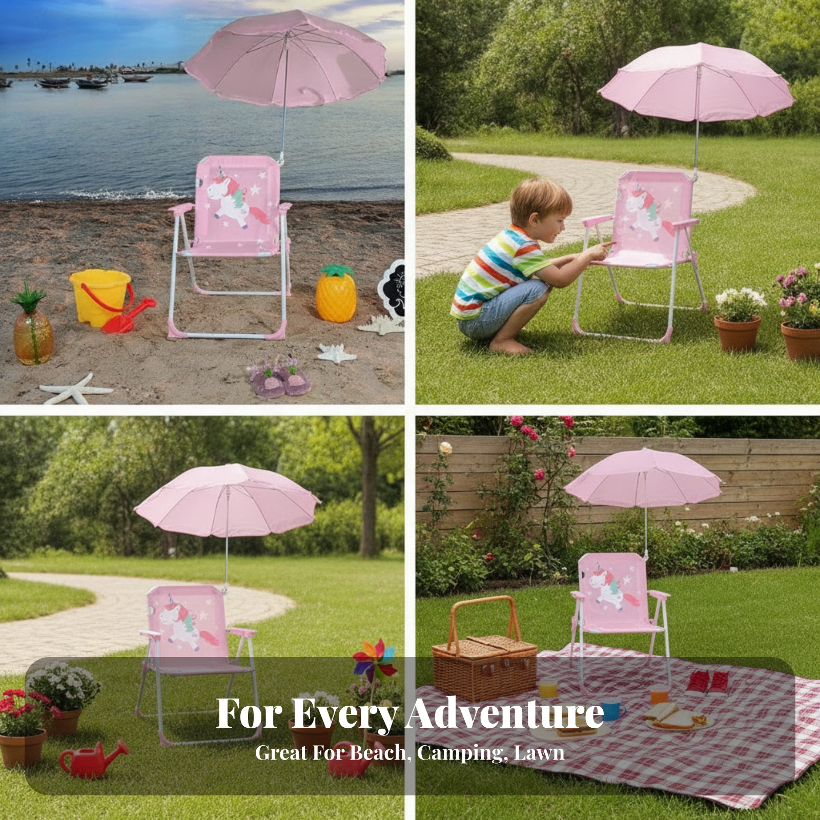 Kids Beach Chair with Umbrella - đánh giá và giá Outdoor Furniture Polywood