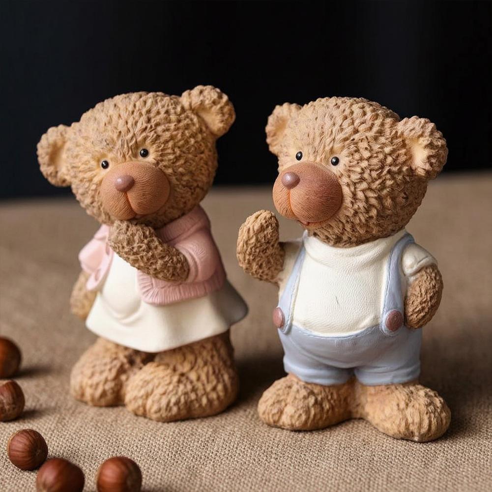 2Pcs Cartoon Couple Bear Figur - đánh giá và giá Outdoor Furniture Vintage