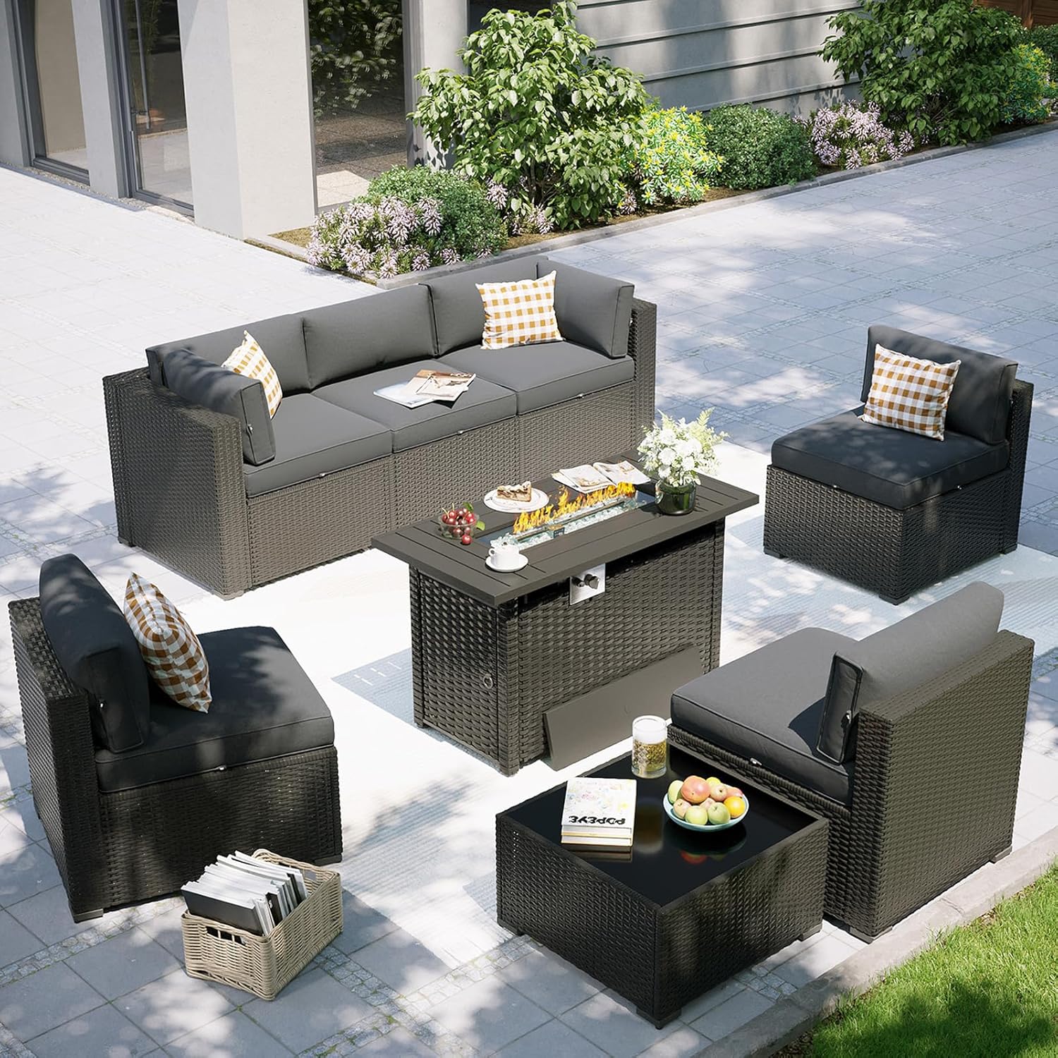 Patio Furniture Set with Fire  - đánh giá và giá Outdoor Furniture And Fire Pit