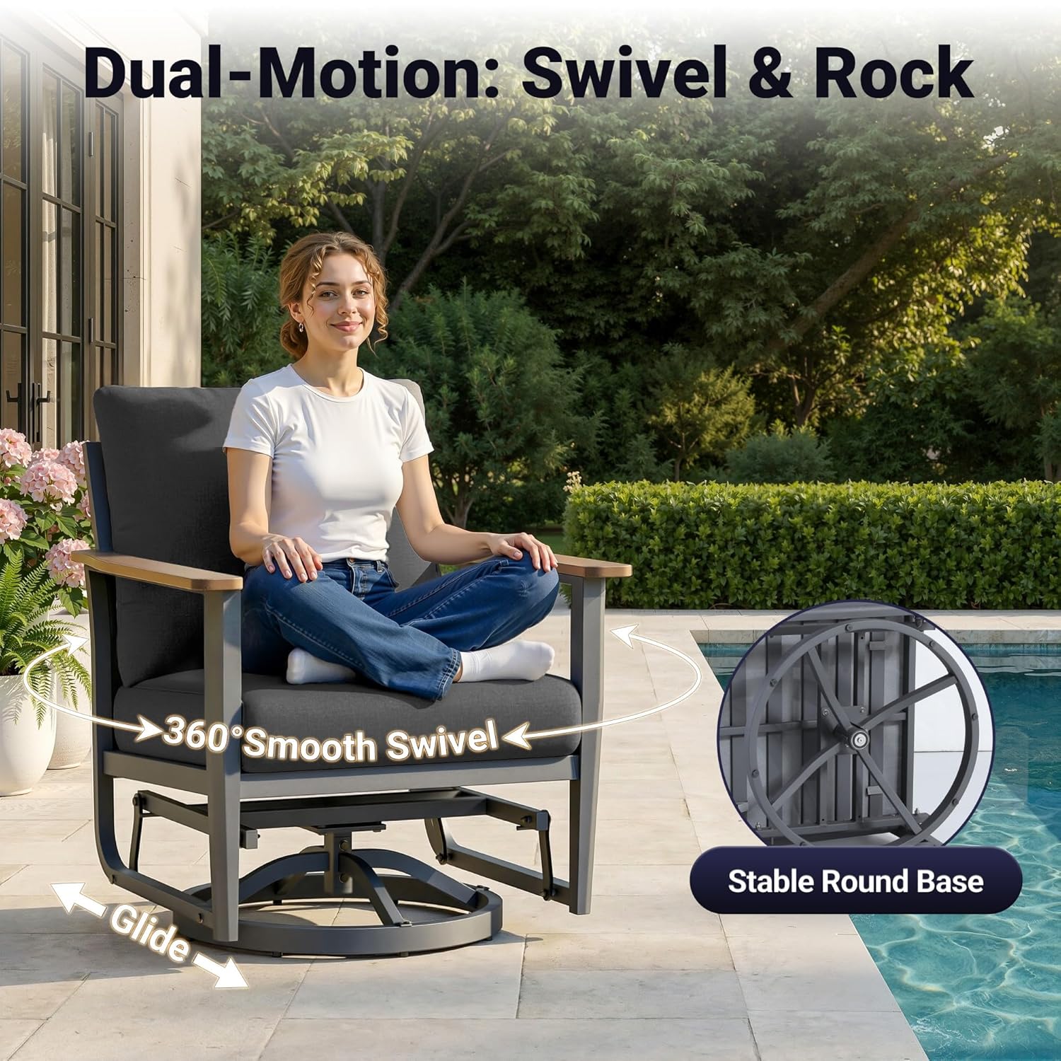 5pc Aluminum Patio Set Swivel  - đánh giá và giá Outdoor Furniture And Fire Pit