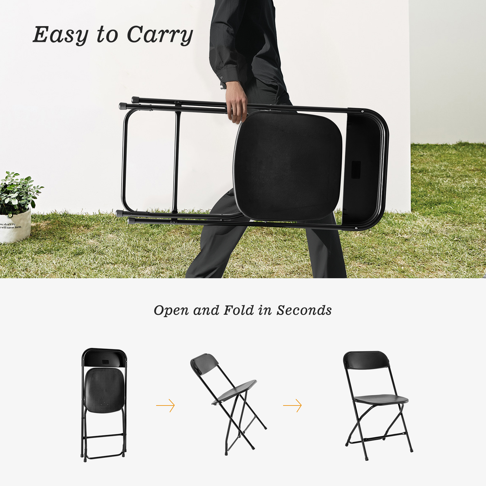 JHK Plastic Folding Chair 4/6  - đánh giá và giá Outdoor Furniture Polywood